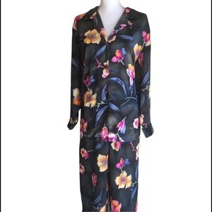 Vintage Cerie Black Flowered Loungewear/pajama Set.